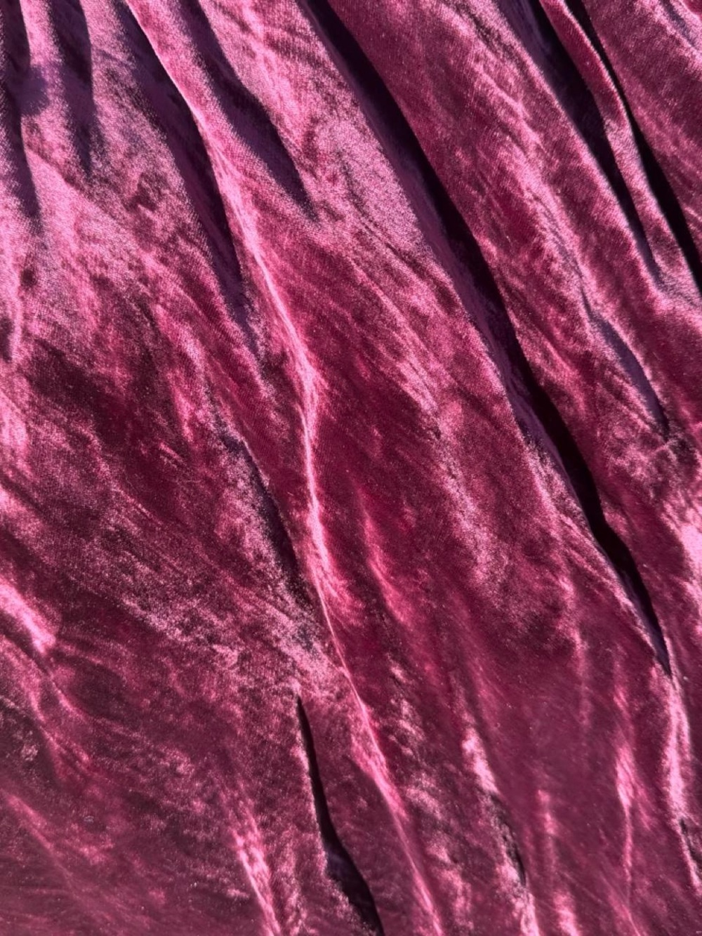 SOLD 30s VINTAGE Textured Velvet Burgundy Maxi Dress with Flutter Sleeves - Picture 8 of 8